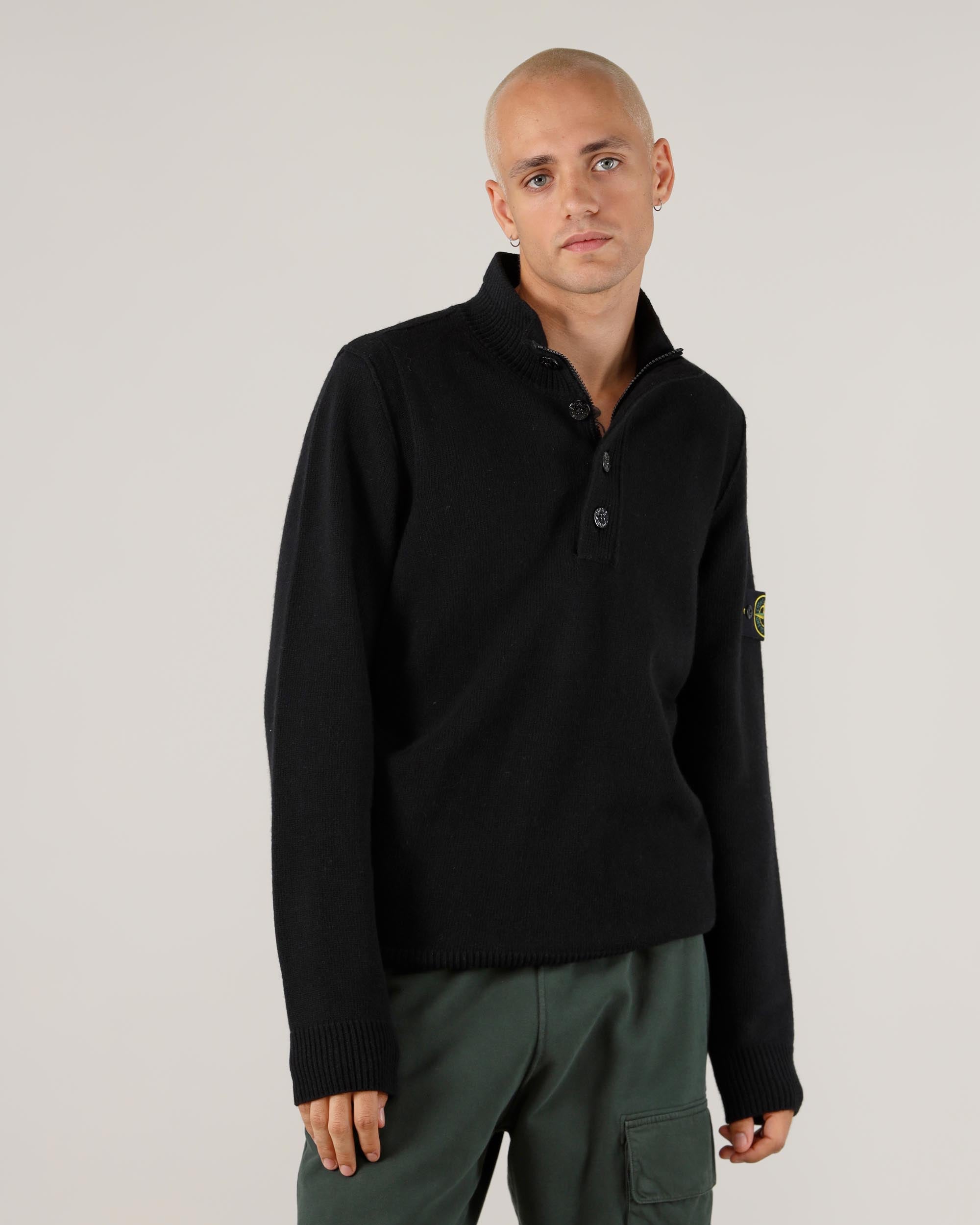 Stone Island – Pullover mit Reißverschluss und Knöpfen