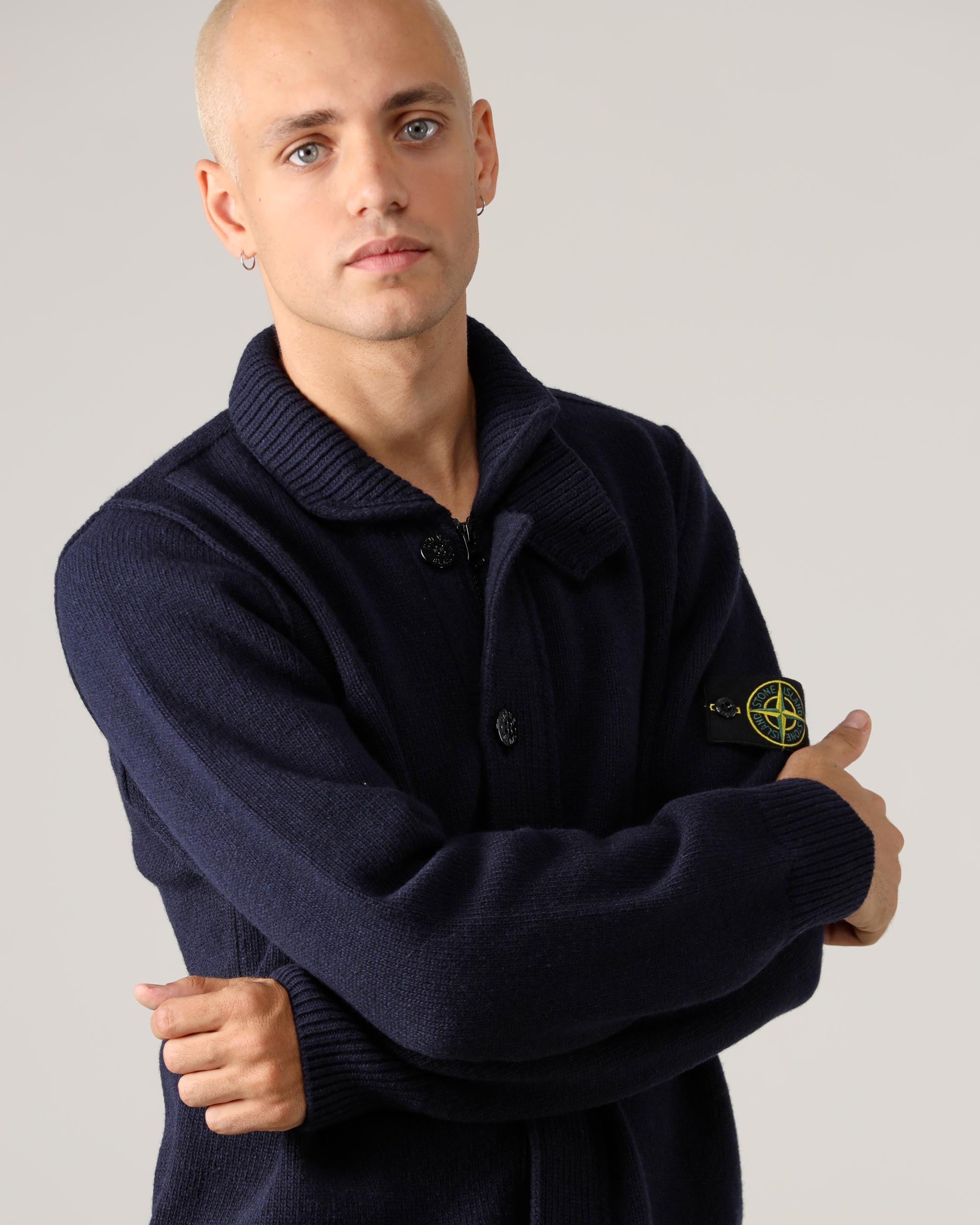 Stone Island Strickjacke mit Reißverschluss und Knöpfen