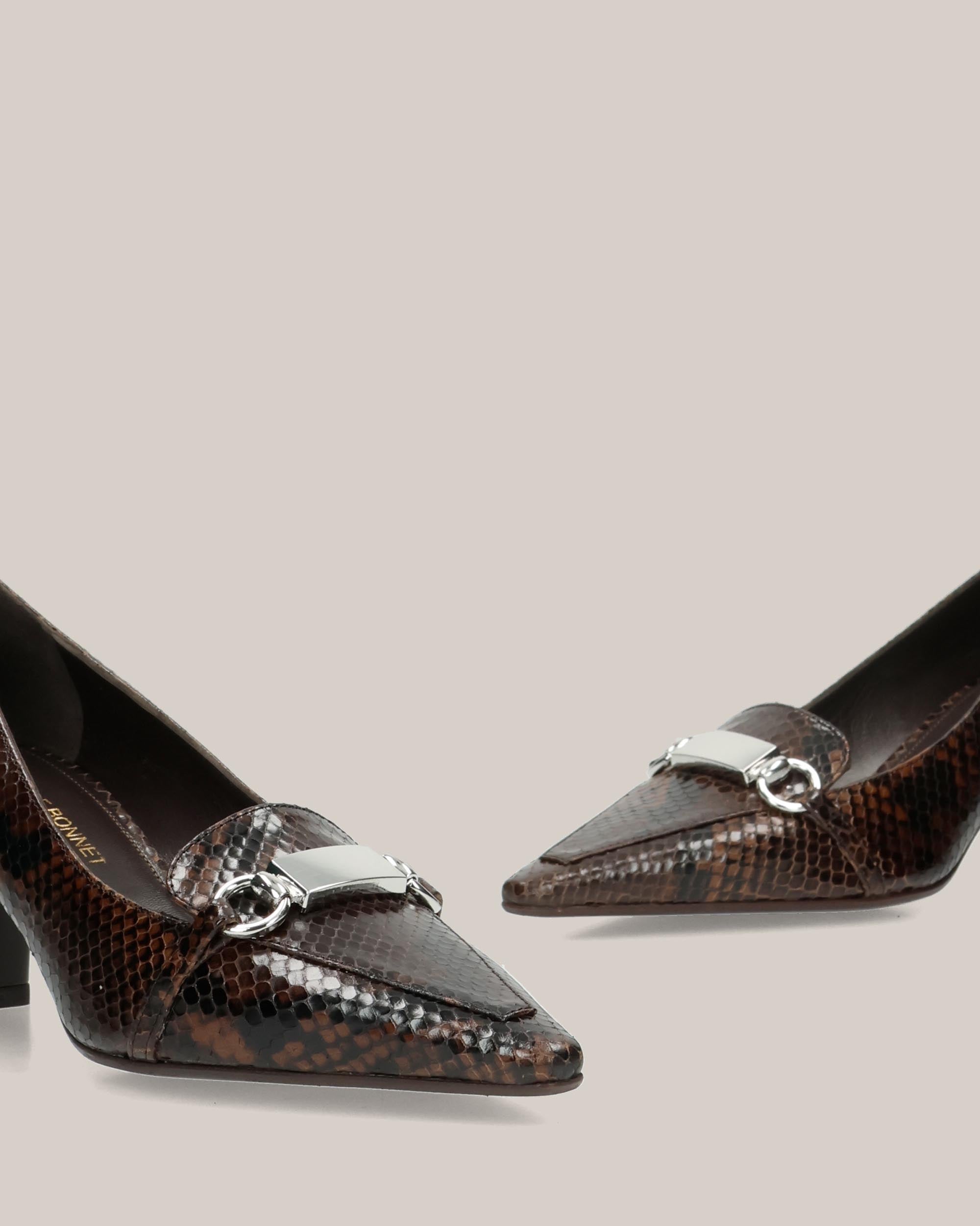 Nicole Bonnet Mocassino con Tacco Pitone