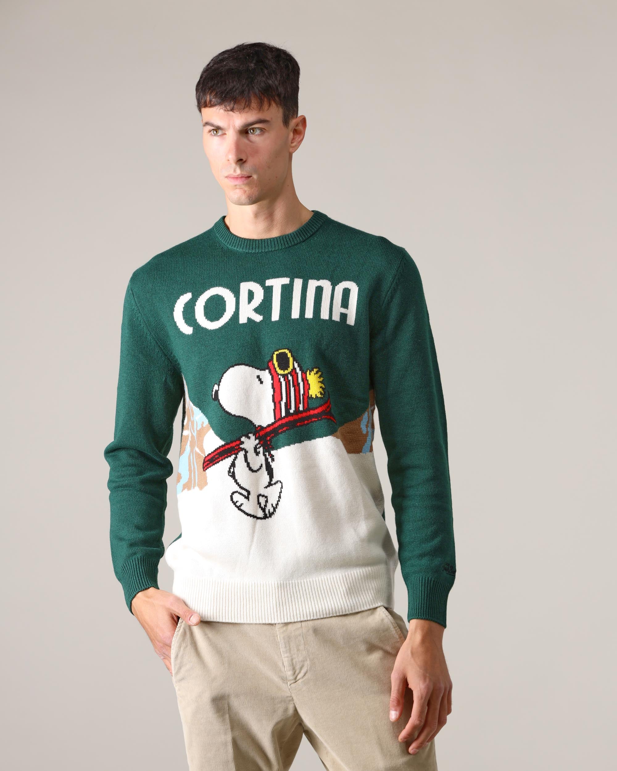 MC2 SAINTH BARTH FW25 Snoopy Cortina Crew Neck Sweater heronc