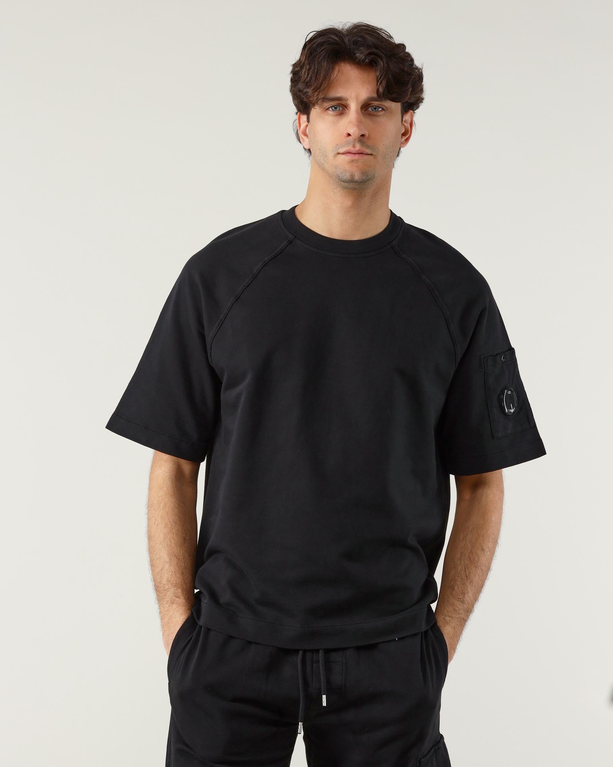 C. P. Company Felpa Girocollo a Maniche Corte in Fleece