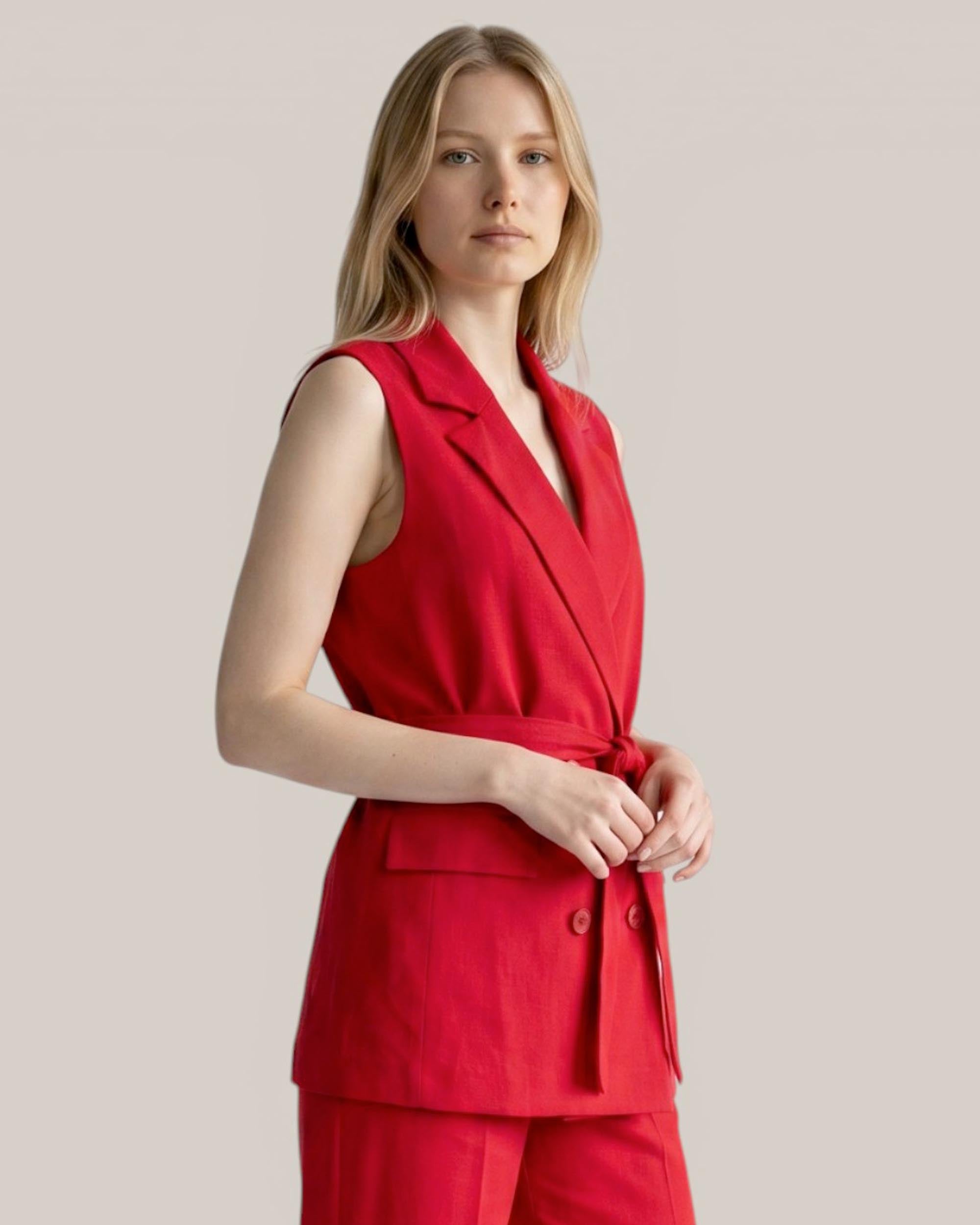 25.10 Gilet Lungo Lino C/Cintura