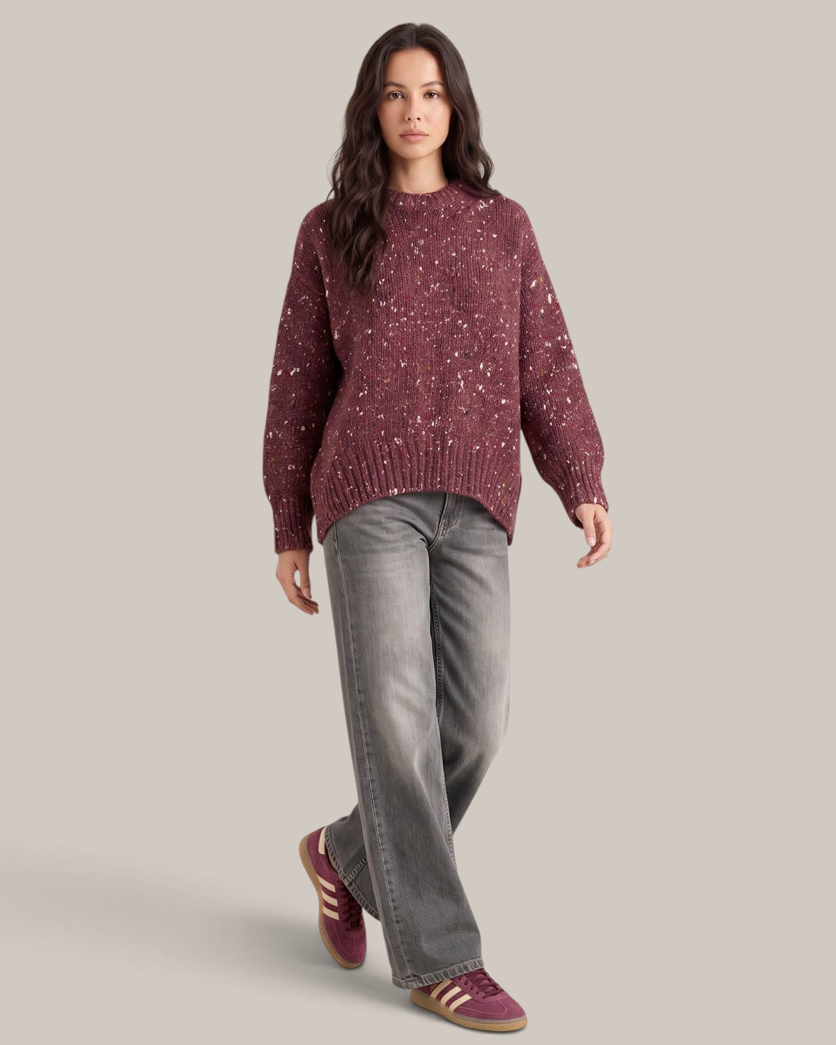 Alysi Pull en Tweed à Col Rond