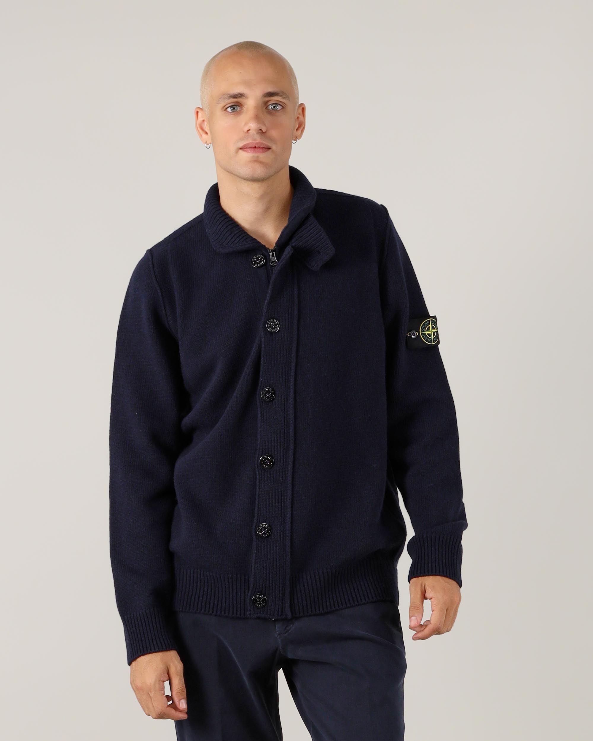 Stone Island Cardigan con Zip e Bottoni