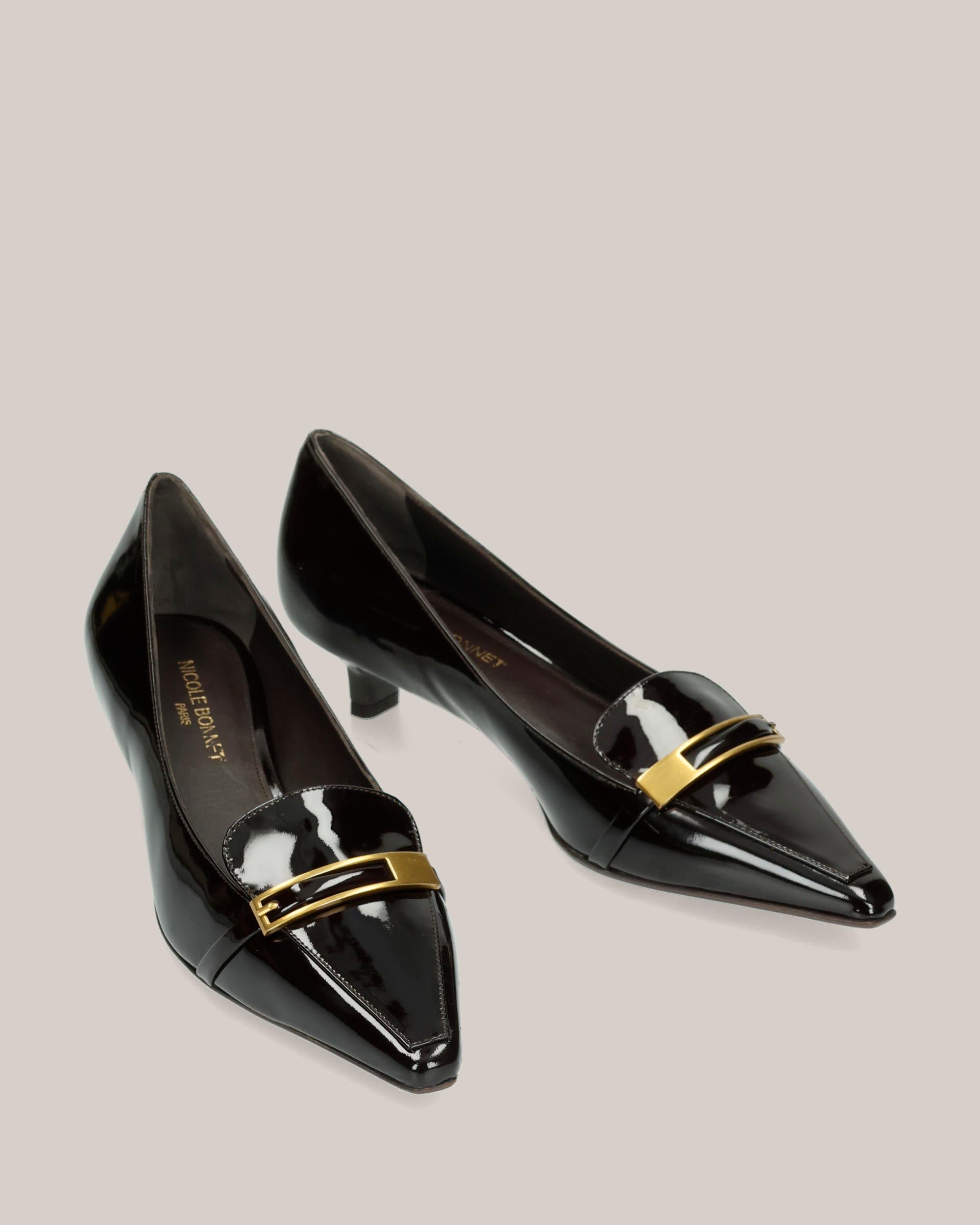 Nicole Bonnet Mocassino con Tacco Vernice