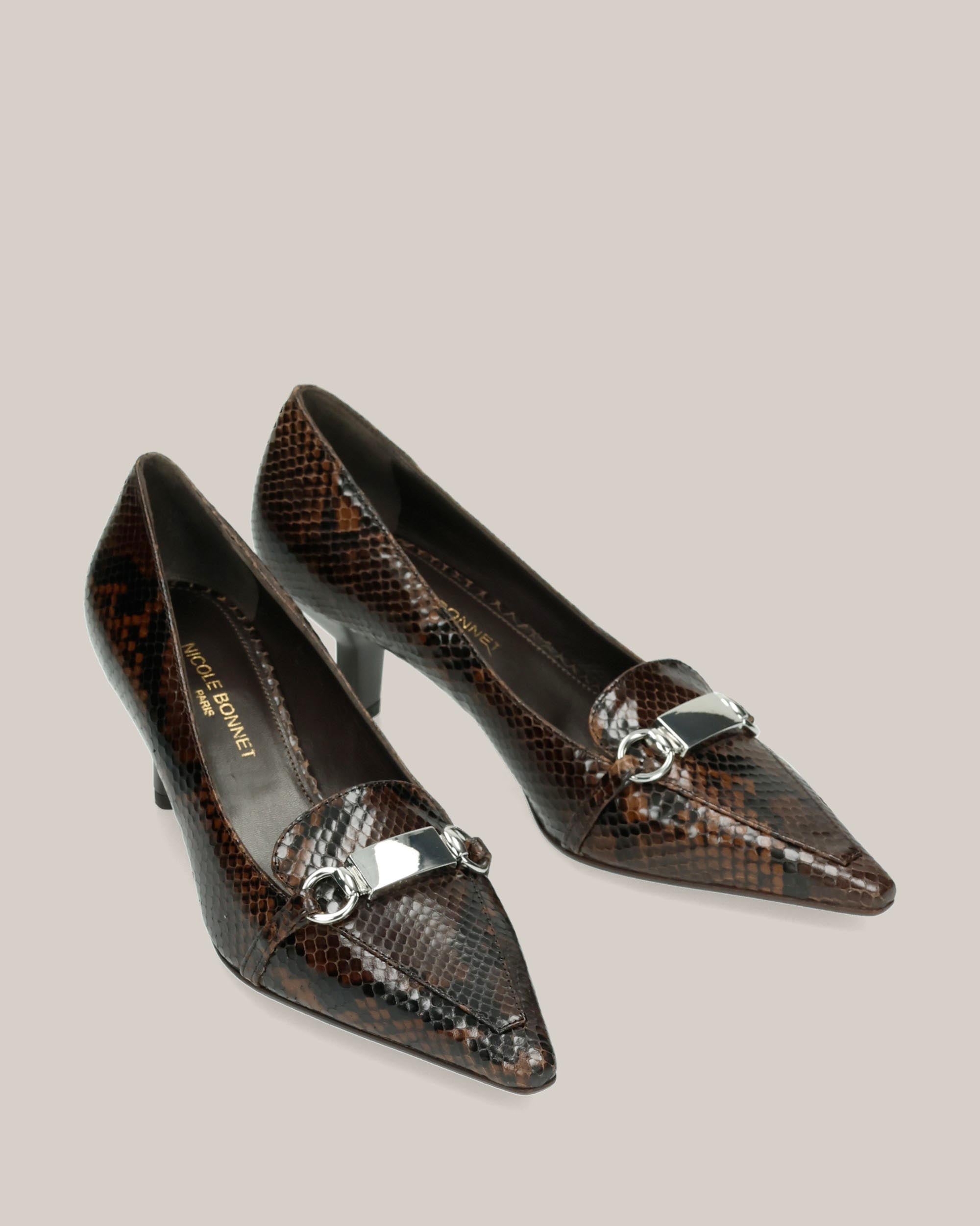 Nicole Bonnet Mocassino con Tacco Pitone