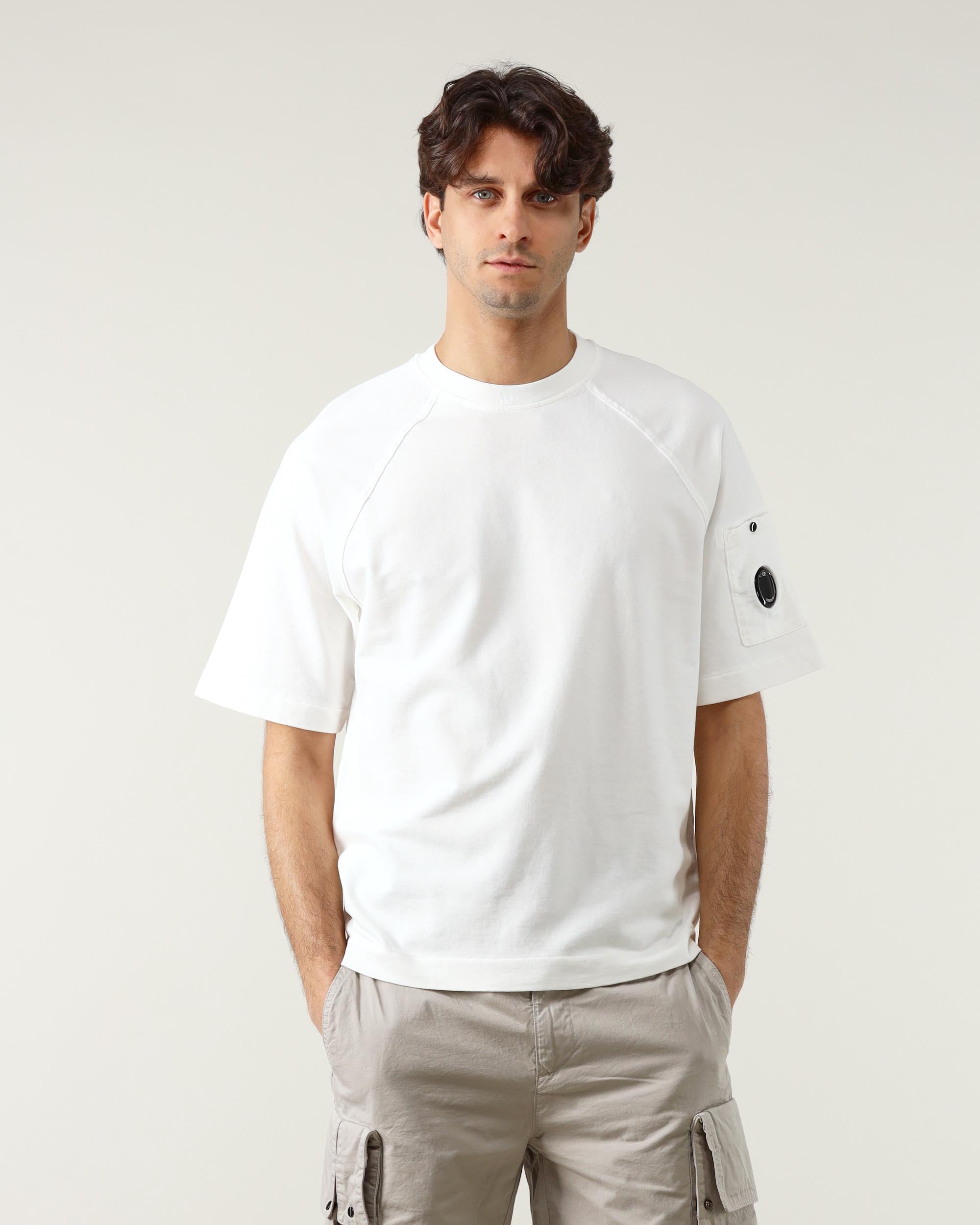 C. P. Company Felpa Girocollo a Maniche Corte in Fleece