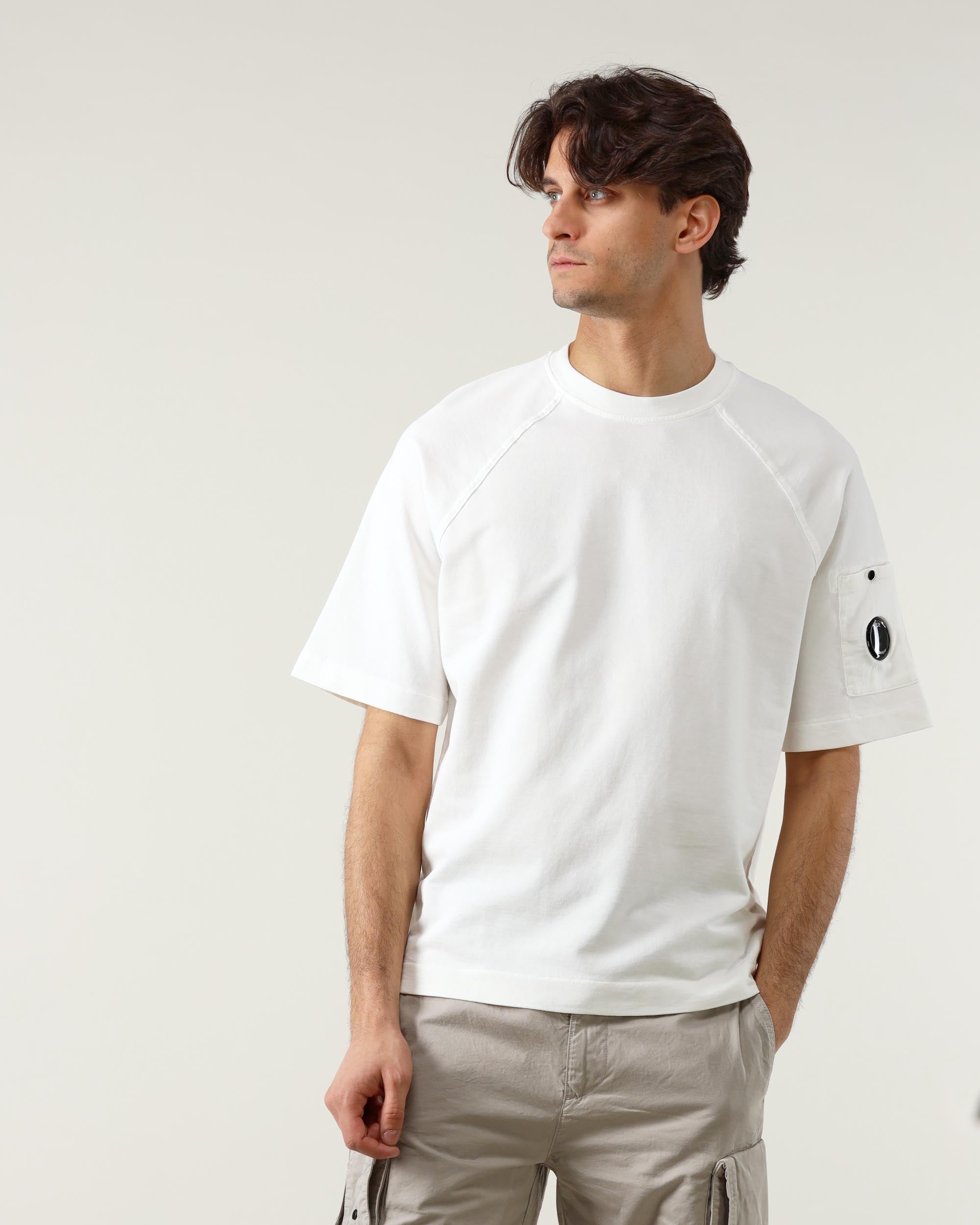 C. P. Company Felpa Girocollo a Maniche Corte in Fleece