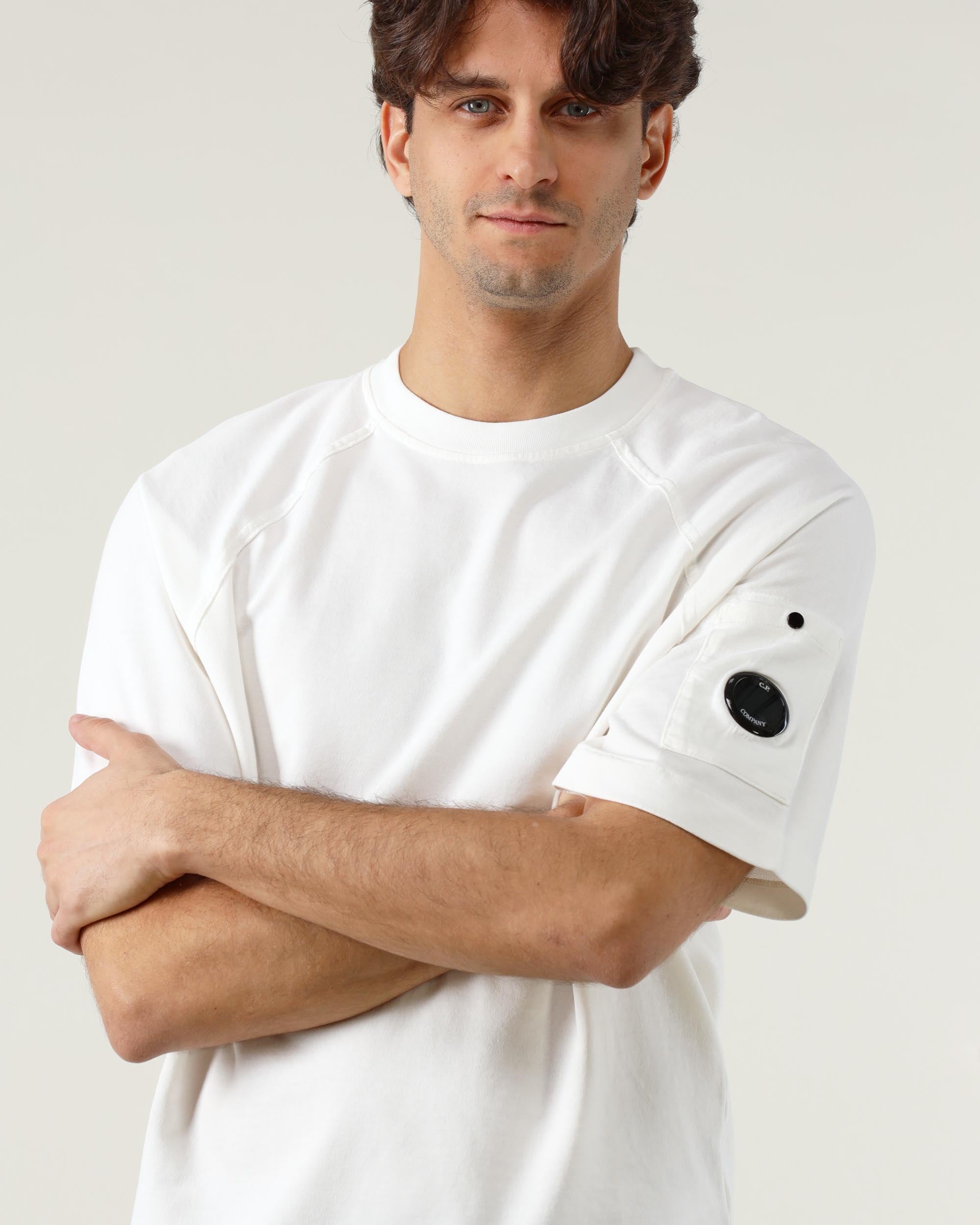 C. P. Company Felpa Girocollo a Maniche Corte in Fleece