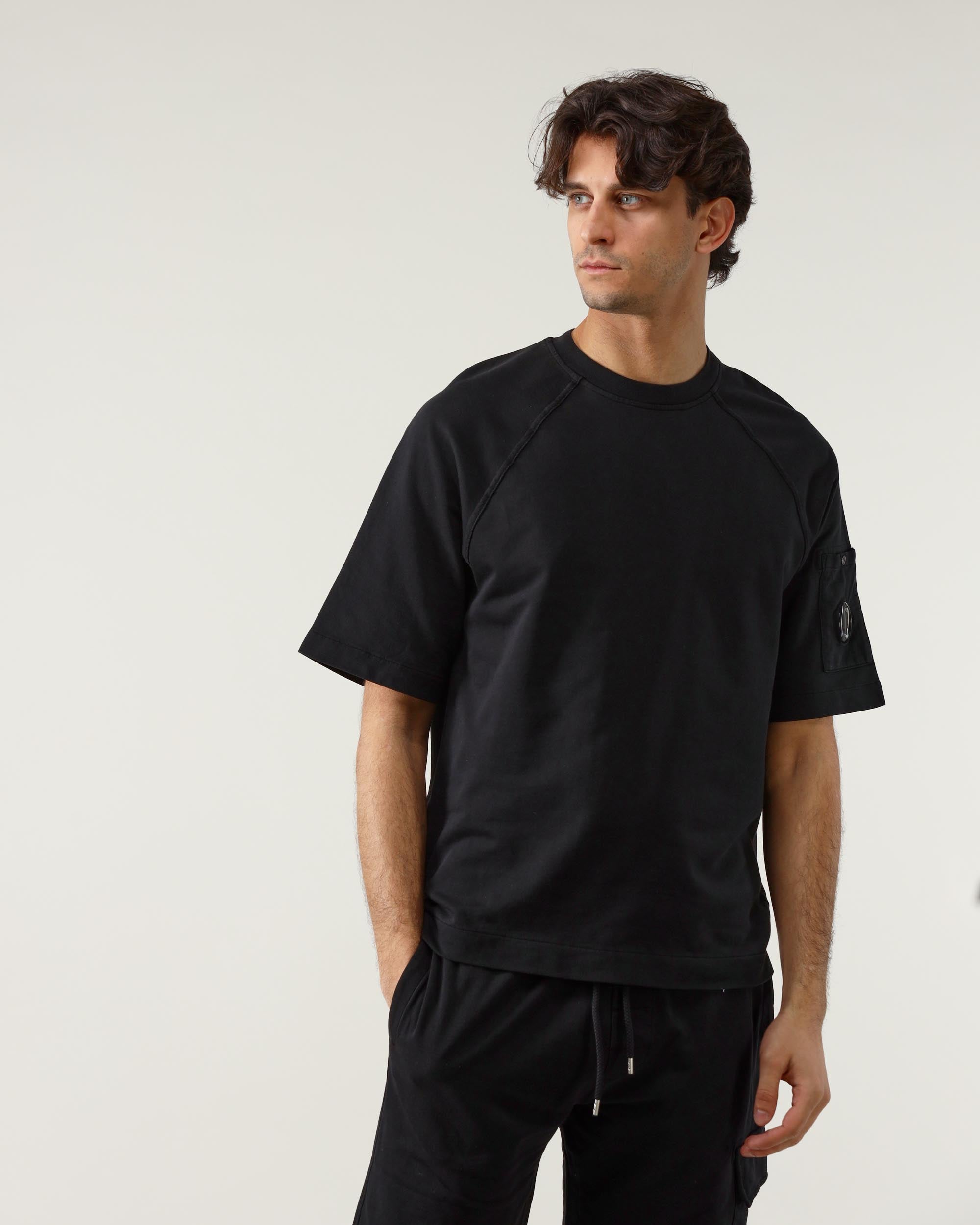 C. P. Company Felpa Girocollo a Maniche Corte in Fleece