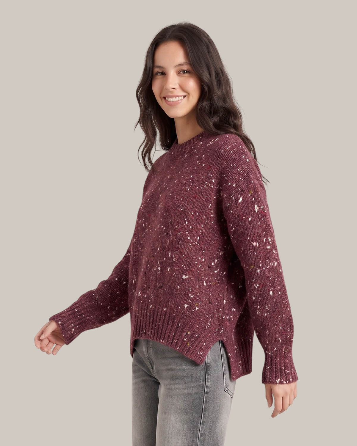 Alysi Pull en Tweed à Col Rond