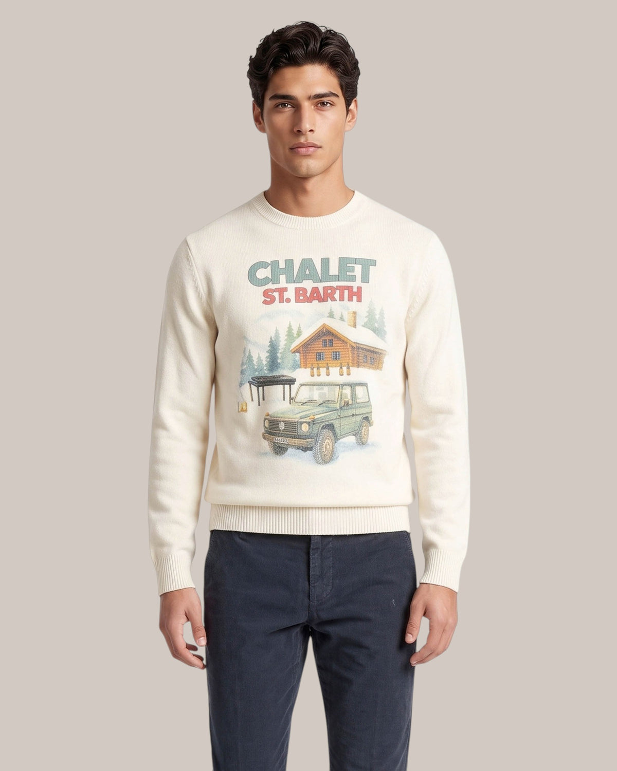Mc2 Saint Barth Crew Neck Sweater Chalet Print