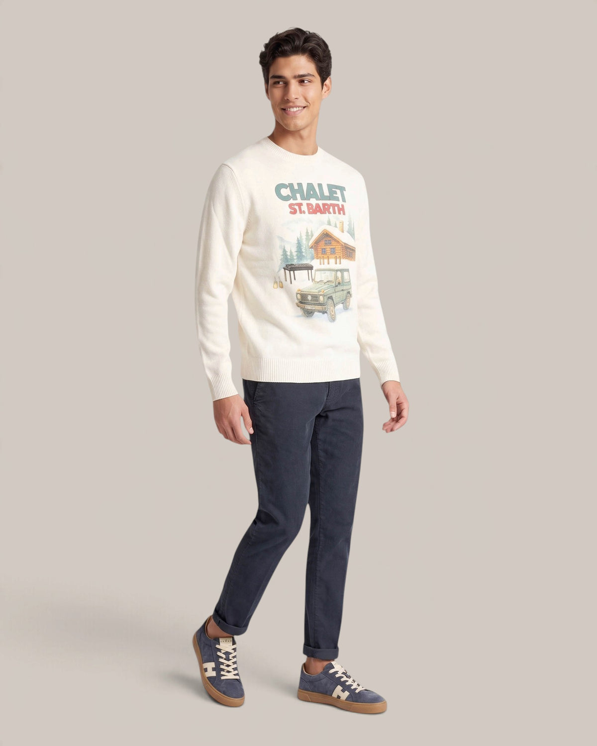 Mc2 Saint Barth Crew Neck Sweater Chalet Print