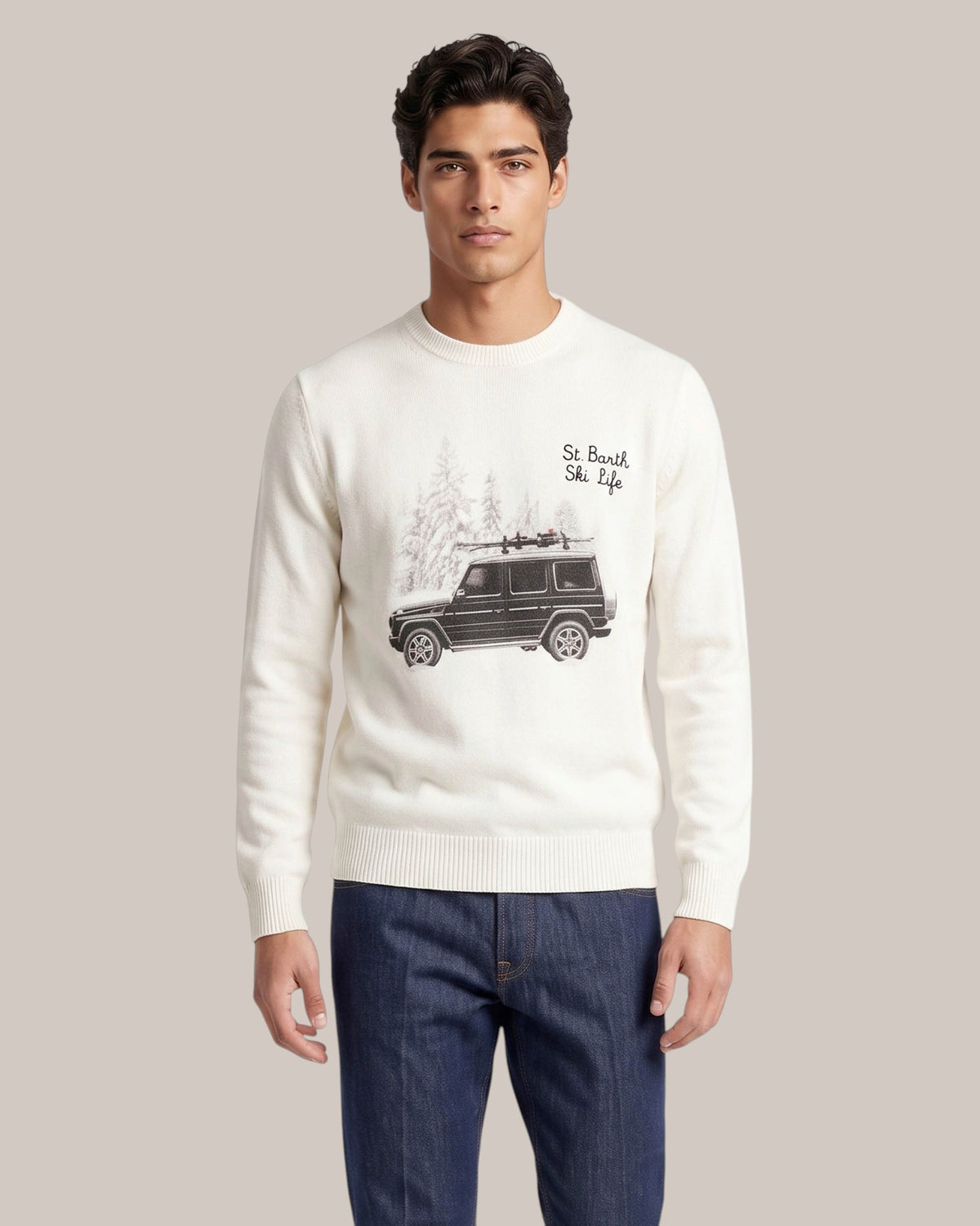 Mc2 Saint Barth Ski Lift Print Crewneck Sweater