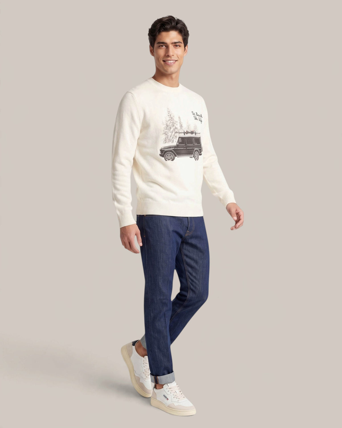Mc2 Saint Barth Ski Lift Print Crewneck Sweater