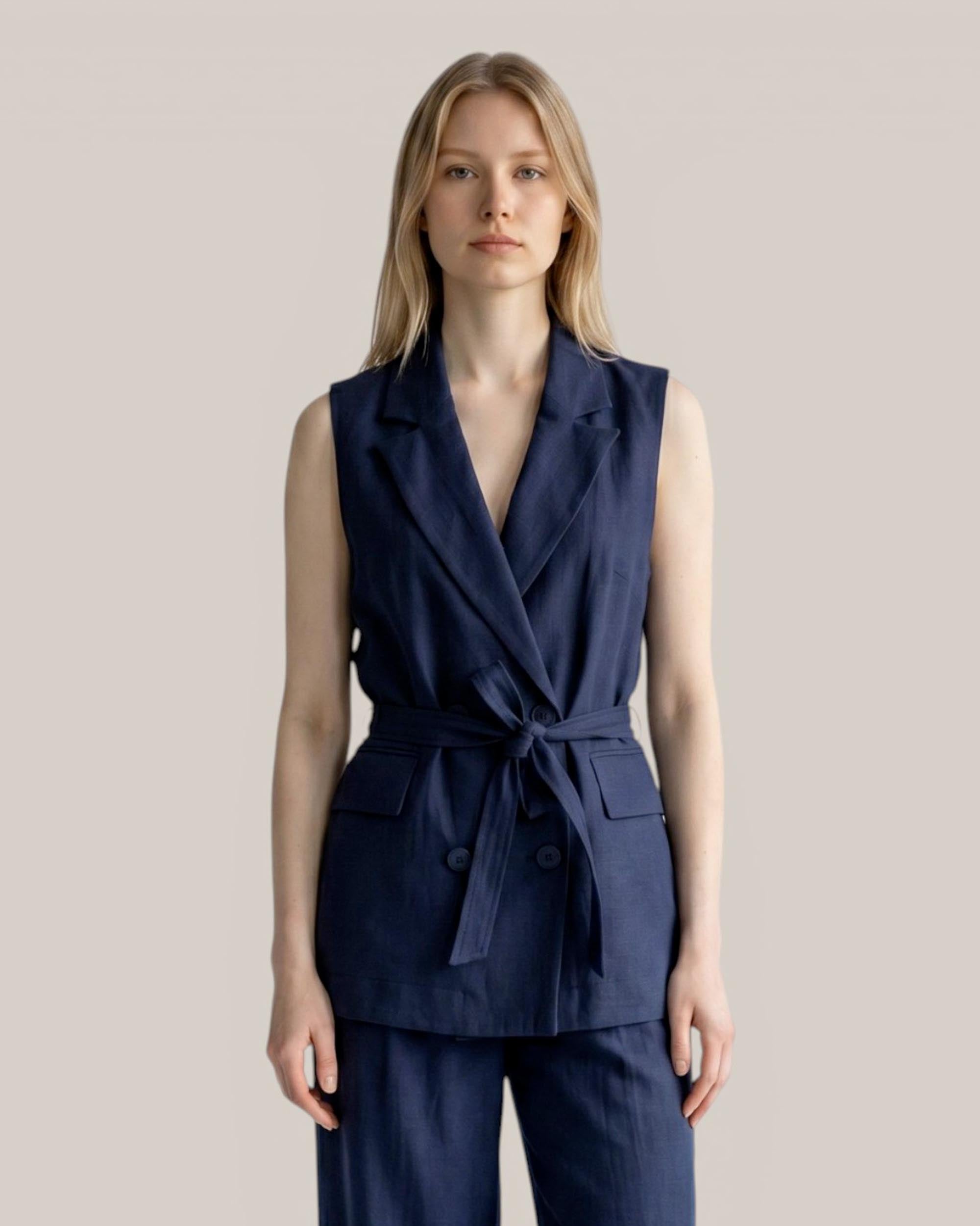 25.10 Gilet Lungo Lino C/Cintura